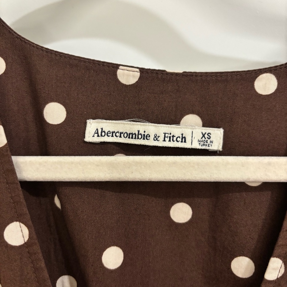 Abercrombie cotton brown and white polka dot dress with V-neck - Picture 4 of 5